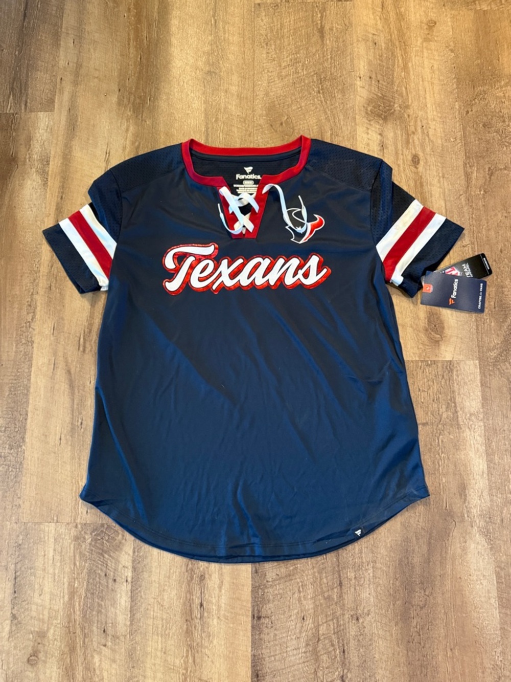 Fanatics Navy Houston Texans Lace-Up Fan Jersey Top